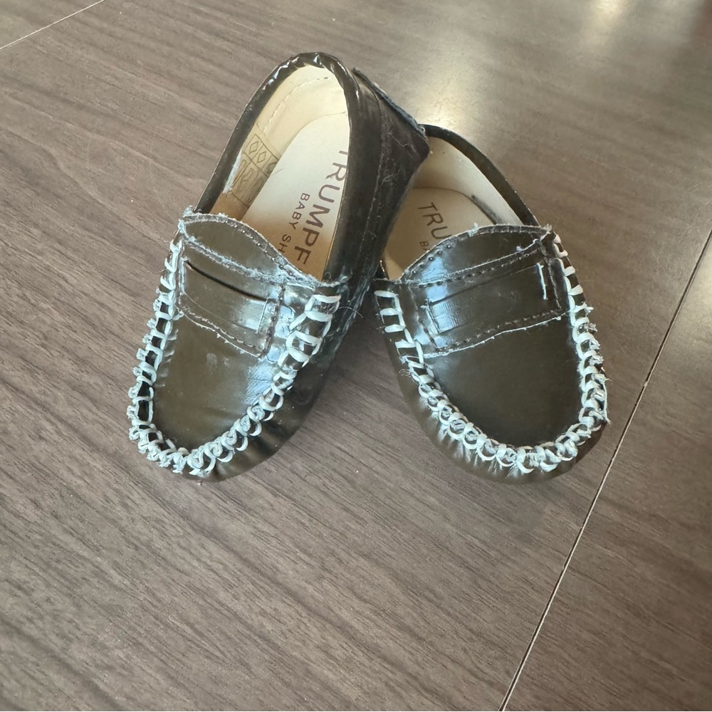 Trumpfit Infant‎ Baby Brown Patent Moccasins Shoes Loafers Size 0-6 Months